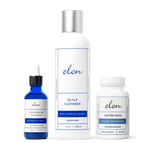 Elon Complete Hair Care Kit for Advance Hair Loss – Scalp Cleaner & Concentrated Serum Set + Matrix 5000 Hair Growth Supplement for - Suitable for All Hair Types, (60 Tablets)