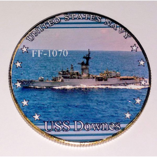 Navy USS Downes FF-1070 Colorized Challenge Art Coin