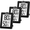 Geevon Digital Hygrometer, 3 Pack Indoor Thermometer Room Temperature Humidity Gauge with Battery,Digital Temperature Humidity Meter Indicator for Home, Office, Greenhouse, Mini Hygrometer,Black