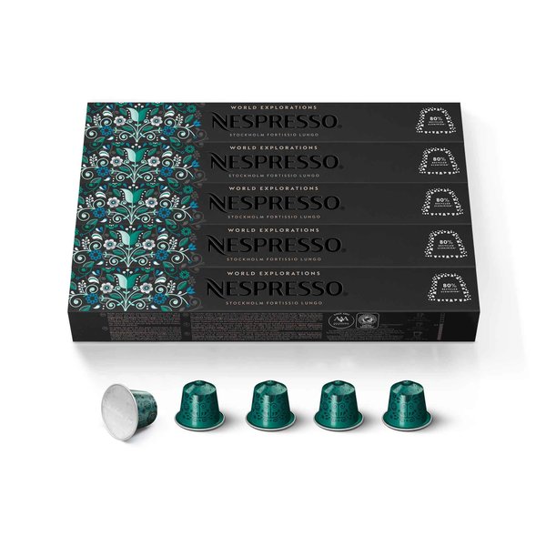 Nespresso Capsules OriginalLine, Stockholm Lungo, Dark Roast Coffee, 50 Count Espresso Coffee Pods