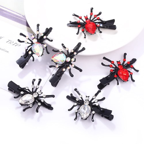 Halloween Spider Hair Clips Sparkle Crystal Spider Hairpins Rhinestone Long Alligator Clips for Women Girls Halloween Party Hair Accessory
