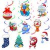 Merry Chrismukka Hanging Swirls Decorations 20 PCS Christmas Xmas Hanukkah Hanging Ceiling Streamers Swirls for Home Indoor Outdoor Holiday Party Decorations Supplies