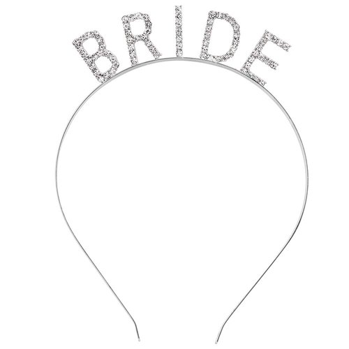 KICOSY Bride Tiara Bride Headband Bridal Headband for Bachelorette Party Bride Crown Bridal Tiara Bridal Shower Headband Wedding Gift for Women and Girls Bride Headpiece Hair Accessories (Rhinstone &Silver)