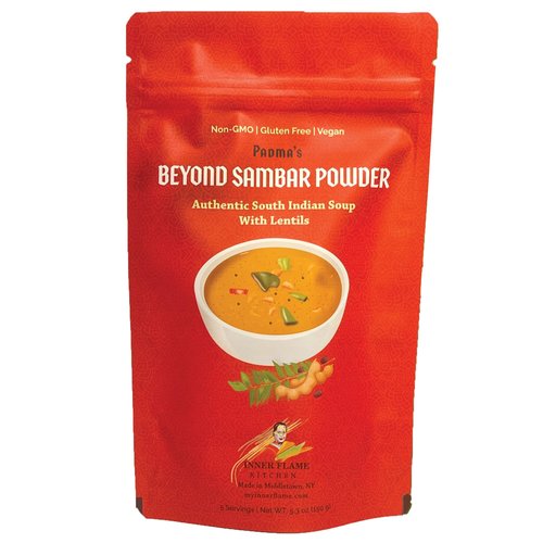 Inner Flame Beyond Sambar Powder By Inner Flame - Sambar Mix- Red Lentil Soup Authentic South Indian Style - Gluten Free - Vegan- NO CHEMICALS - NO PRESERVATIVES