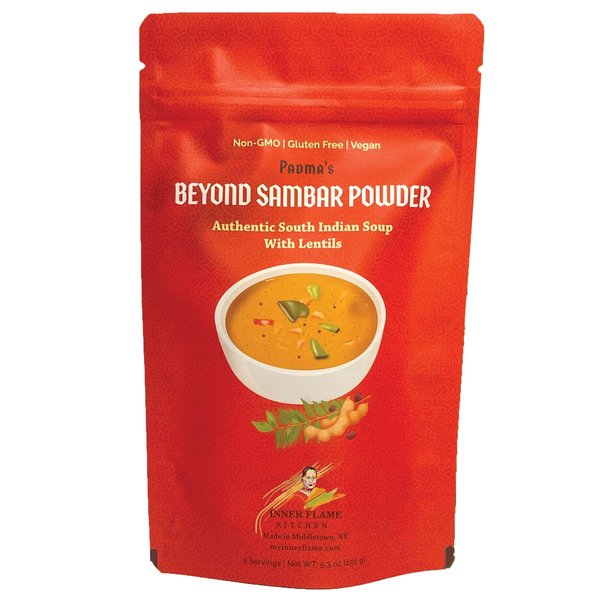 Inner Flame Beyond Sambar Powder By Inner Flame - Sambar Mix- Red Lentil Soup Authentic South Indian Style - Gluten Free - Vegan- NO CHEMICALS - NO PRESERVATIVES