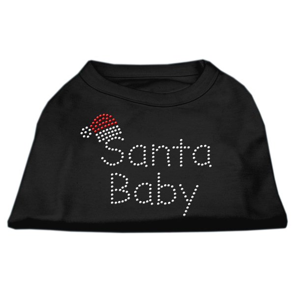 Mirage Pet Products 10-Inch Santa Baby Rhinestone Print Shirt for Pets, Small, Black