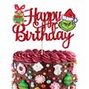 1 PCS Glitter Grinch Happy Birthday Cake Topper Assembled Merry Christmas Grinch Cake Pick for Christmas Theme Baby Shower Kids Birthday Party Cake Decorations Supplies Red