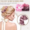 Bememo 28 Pieces Velvet Scrunchies Hair Ties Elastics Scrunchy Bobbles Soft Hair Bands Ponytail Holder Hair Accessories Cute Colors Elastic Hair Bands Party Favors for Teens Women Girls(Cute)