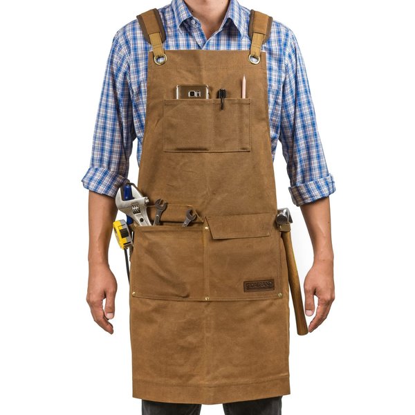 Woodworking Shop Aprons for Men and Women | 16 oz Durable Waxed Canvas Work Apron with Pockets | Cross-Back Straps | Adjustable Tool Apron Up To XXL | Gift for Woodworker - Bring a Smile to Their Face
