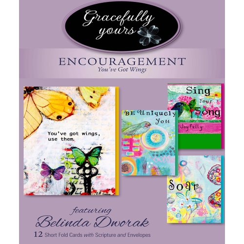 Gracefully Yours You’ve Got Wings Encouragement Greeting Cards, 12, 4 Designs/3 Each with Scripture Message
