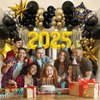 2025 New Year Balloon Garland Arches Kit, New Years Eve Decorations 2025 Happy New Year Balloon Black Gold Balloon for New Year Party Supplies