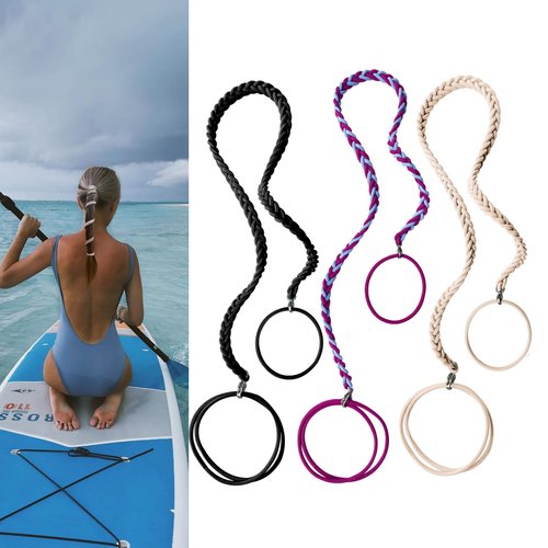 Spriral Hair Tie Sprots Ponytail Holders, Elastic Braided Hair Ties No Damage, Pony Tail Wrap for Long Hair for Gym, Swimming, diving 3pcs 16" Colorful
