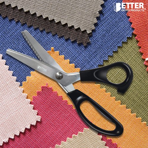 Better Office Products Professional Pinking Shears, 9" Stainless Steel Fabric Pinking Shears, Dressmaking Scissors, Zig Zag Cut Scissors, Serrated Blades for Decorative Patterns