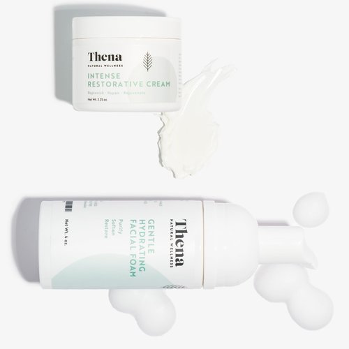 Thena RESTORE Face Care Set Kit, Face Foam Dry Skin Face Moisturizer Facial Cream Barrier Cream, Gently Repairs Skin Barrier, Natural & Organic Skincare For All Skin Types, Skincare Kit