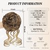 aforystanys Messy Bun Hair Piece Claw Clip Hair Bun Extension Curly Wavy Tousled Updo Hair Extensions Synthetic Chignon Buns Hair Pieces for Women-Brown Mixed Blonde