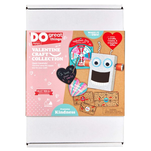 Highlights Valentine Craft Kit for Kids, Create Your Own Mailbox for Valentine’s Day Cards, Includes 15 Scratch-Off Valentine Cards and a Kindness Game, Ages 6+