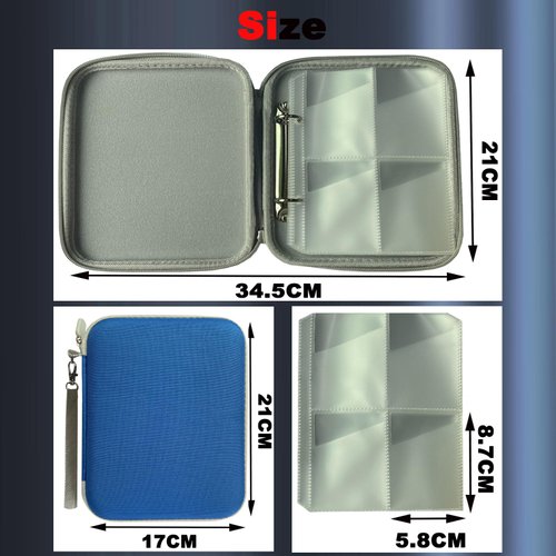 Card Case Compatible for Yoto Card Case Holder 80 Pockets Card Folder Card Binder with Zipper fit 2.3 * 3.4 inch Mini Audiobook Cards (Blue)