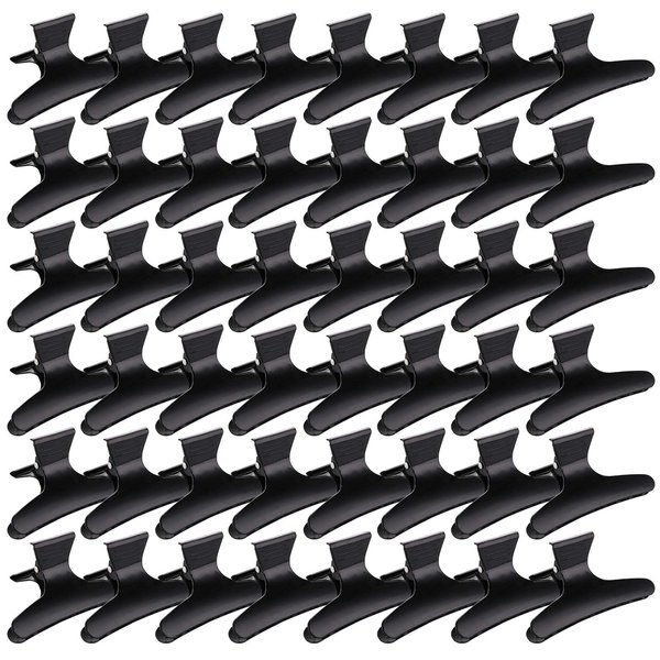 Yarlung 48 Pack Butterfly Hair Clamps, Hair Claw Clips Salon Hair Barrettes for Styling, Sectioning, Cutting and Coloring, Black