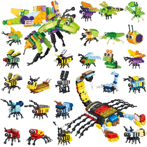 IAMGlobal 24 Mini Animal Building Blocks Toy Set, Animals Figures Stem Toys, Party Favor, Goodie Bags, Birthday, Carnival Prizes for Kids