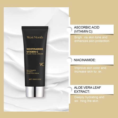 2PCS Nicotinamide Vitamin C Plain Face Cream, Niacinamide Vitamin C Black Tube Skin Cream, Multifunctional Hydrating Niacinamide Makeup Cream, Vitamin C Black Tube Moisturizing Cream