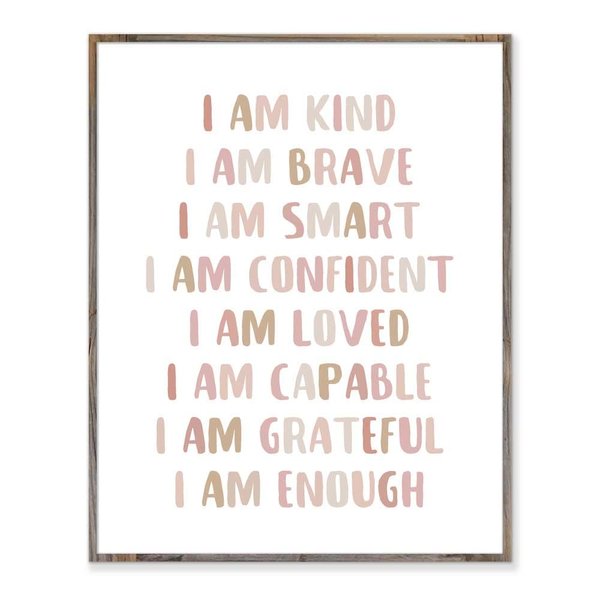 Affirmations Print, I Am Kind, I Am Brave, Affirmations For Kids, Inspirational Quote, Nursery Room Decor, Affirmations Gift, Kids Print, Without Frame - 8x10"
