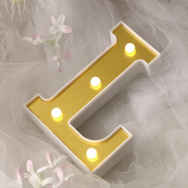 Efavormart 6" 3D Gold Marquee Letters 5 LED Light Up Letters Warm White LED Letter Lights - L