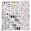 6 Sheets Halloween Nail Art Stickers Scary Face 3D Self-Adhesive Nail Dark Butterfly Bloodthirst Rose Skeleton Zombie Hearts Design Nail Supplies DIY Nail Decorations for Women Girls Manicure
