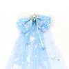 Princess Hair Clips for Girls Big Bow Hair Clip for Women Veil Snowflake Duckbill Clips Rhinestone Hair Accessory for Birthday Party Halloween Christmas (Blue)