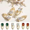 10Pcs 3D Nail Charms Emerald Crystal Nail Rhinestones and Gems Gold Luxury Metal Nail Jewels Sparkling Alloy Nail Charms for Acrylic Nail Supplies Silver Nail Art Charms for Women DIY Nail Accessories