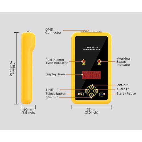 QPKING Car Fuel Injector Signal Generator,GDI Fuel Injection System Cleaners,Fuel System Cleaning Assistant Fuel Injector Cleaner for 12V Standard Injector/75V High Volt Injector Simultaneously