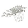 SAMKY Flower Bouquet Bridal Wedding Tiara Hair Comb - Silver Plated Crystals Faux Pearls FC040