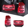 Slykew 2 PCS Automatic Transmission Car Accelerator Brake Pedal Replacement Kit, Alloy Scratch-Resistant Upgraded Anti-Slip Rubber Stripe Pedal, No Drilling Pedal Cover, Universal for Cars (Red)