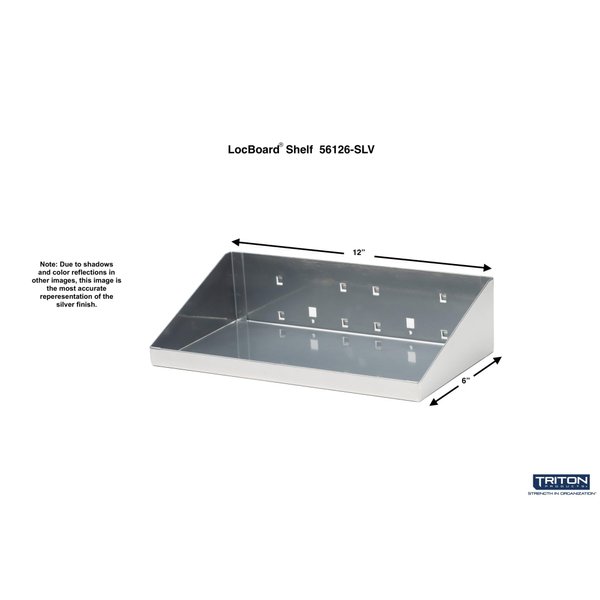 Locking Pegboard Hooks Triton Products 56126-SLV LocHook Shelf, 12" x 6", Silver