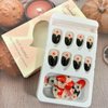 Press on Nails Medium Oval Black Red Love Heart 3D Pearl False Nails with Design Valentine's Day Almond Nails Artificial Acrylic Nails Full Cover Glossy Coffin Fake Nails Glue on Nails for Women