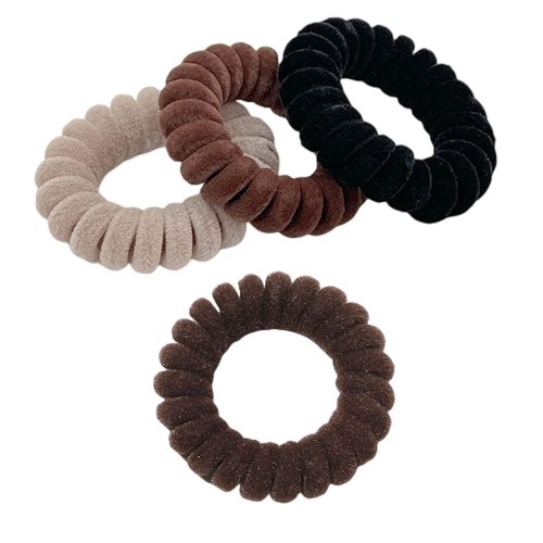 Grutyopkn Hair Ties, Velvet Spiral Hair Ties,4 Pack Elastic Hair Ties, No Crease Ponytail Hair Ties, Long Hair, Curly Hair Band, Women and Men Hair Accessories (Multi-colored)