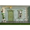 iLAND Dollhouse Accessories on 1/12 Scale, Wooden Dollhouse Window w/Molding in Baroque Style