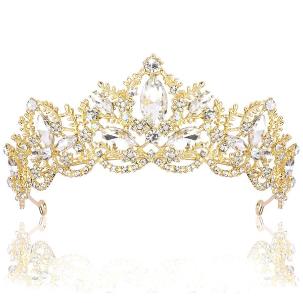 COCIDE Gold Tiaras for Women Crowns for Women Tiaras and Crowns for Women Birthday Tiaras for Girl Crystal Metal Rhinestones Queen Crown Halloween Wedding Prom Bridal Bride Bridemaids