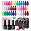 Beetles 23 Pcs UV Gel Nail Polish, Summer Bright Colors Blue Pink Purple Orange Green Glitter Soak Off Nail Gel Trendy Rainbow Nail Kit with Glossy & Matte Top and Base Coat