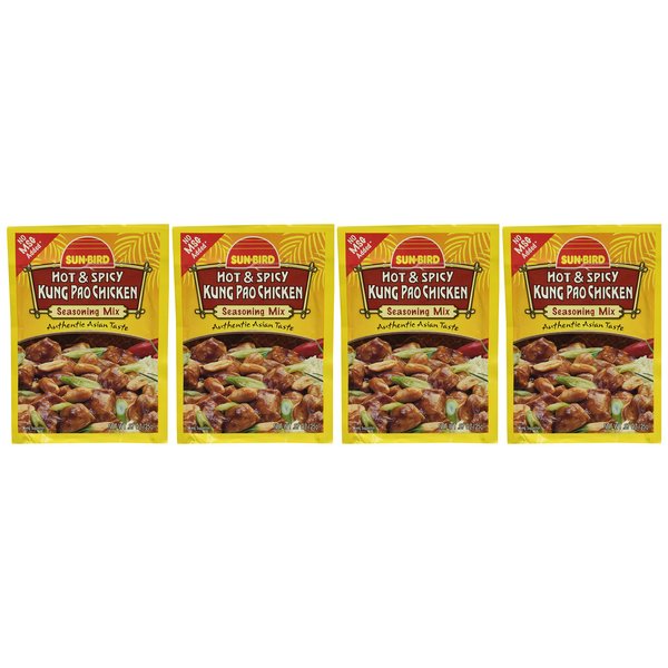 Sun-Bird HOT & SPICY KUNG PAO CHICKEN Asian Seasoning Mix, .87oz (4-pack)