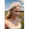 Gmmidea 4th of July Headband for Women Girls American Flag Jeweled Knotted Headband Rhinestone Star Flag Patriotic Headband Wide Top Cute Independence Day Hair Band A-White