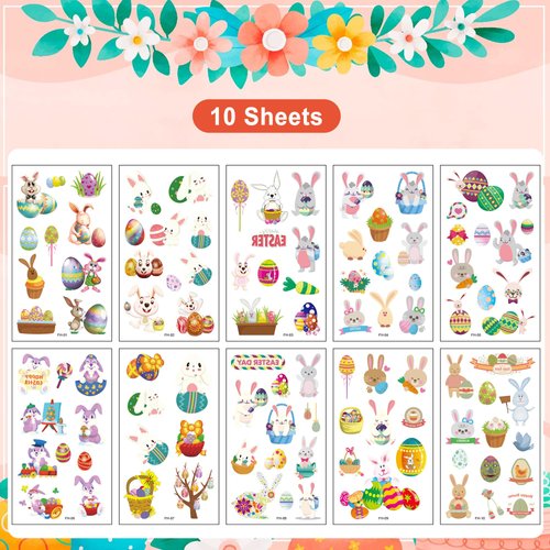 Easter Temporary Tattoos for Kids,Glow Easter Decorations Party Favors Supplies，Easter Basket Stuffers Hunt for teens girls babies adults