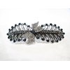 Blue gray silver leaf and bow crystal hair clip barrette bridal hair clip