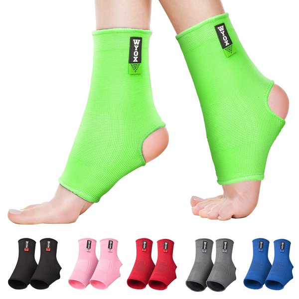 WYOX Ankle Brace and Ankle Wraps Support - Compression Socks for Women and Men, Ankle Compression Socks for Boxing, Muay Thai, Kickboxing, and Gym (Green, L/XL (Women 7.0-10.5/ Men 6.0-9.5))