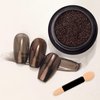 Chocolate Brown Chrome Nail Powder Holographic Metallic Mirror Effect Coffee Nail Glitter Dust Acrylic Pigment for Nails Gel Polish Winter Manicure Art Design Decorations
