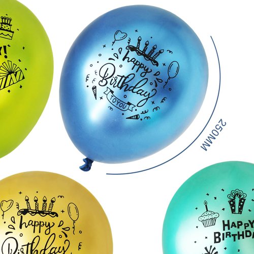 Happy Birthday Metallic Balloons,30 PCS Blue Green Yellow Metallic Printed Balloons Happy Birthday Ballons Party Deco, Ballons Birthday for Child Birthday Party