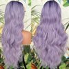 QD-Tizer Curly Purple Synthetic Lace Front Wigs for Women Omber Light Purple Body Wavy Long Hair Wig Pre-plucked Wear And Go Loose Curly Glueless Lace Front Wigs
