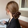Hair Scrunchies Silk Hair Ties for Women Black Silk Scrunchies for Hair Brown Elastic Hair Scarf Scrunchie for Thick Hair Solid Color Ponytail Holder Satin Hair Scrunchies Satin Hair Scarf 2Pcs
