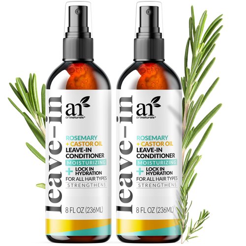 Artnaturals Rosemary & Castor Oil Leave-In Conditioner - 2 Pack - (8 Fl Oz / 236ml) - Made with Organic Ingredients - for All Hair Types – Treatment for Damaged, Dry, Color Treated and Hair Loss