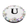 Cell Phone Pop Out Holder,Floral White Daisy Flower Letter U PopSockets Grip and Stand for Phones and Tablets