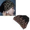 Fashion Hijabs for Women Muslim, Vintage Embroidered Muslim Turban Hat Soft Lace Material Beaded Fleece Hair Hat for Women Daily Use and Gift (black), Turban Head Wraps